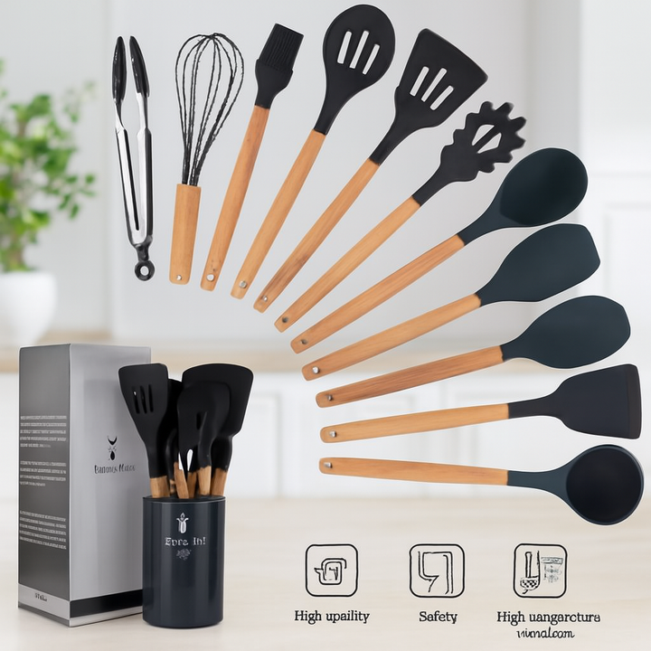 12PCS Silicone Kitchenware Cookware Kitchen Utensils Set