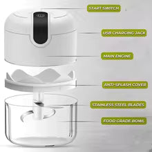 Electric Mini Garlic Vegetable Chopper Garlic Masher Portable Chopper Multi Function Meat Grinder Masher Machine Usb Charging